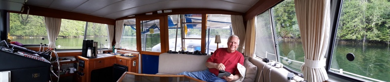Relaxation time on the boat in Ladyboot Cove.