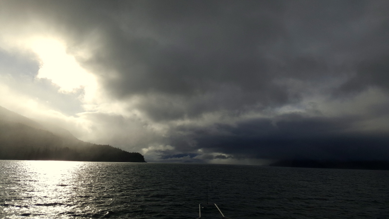 The sun was poking it's head out right as we were turning to go up Sunderland Channel.